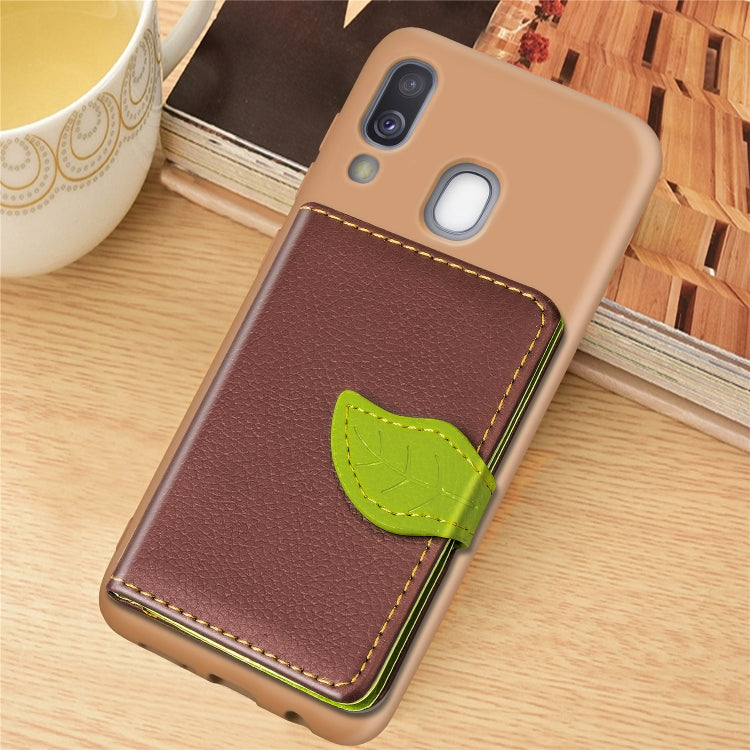 Litchi Pattern Card Bag Wallet Bracket + TPU Phone Case with Card Slot Wallet Bracket Function For Galaxy A40