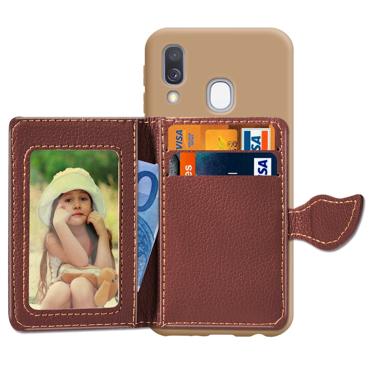 Litchi Pattern Card Bag Wallet Bracket + TPU Phone Case with Card Slot Wallet Bracket Function For Galaxy A40