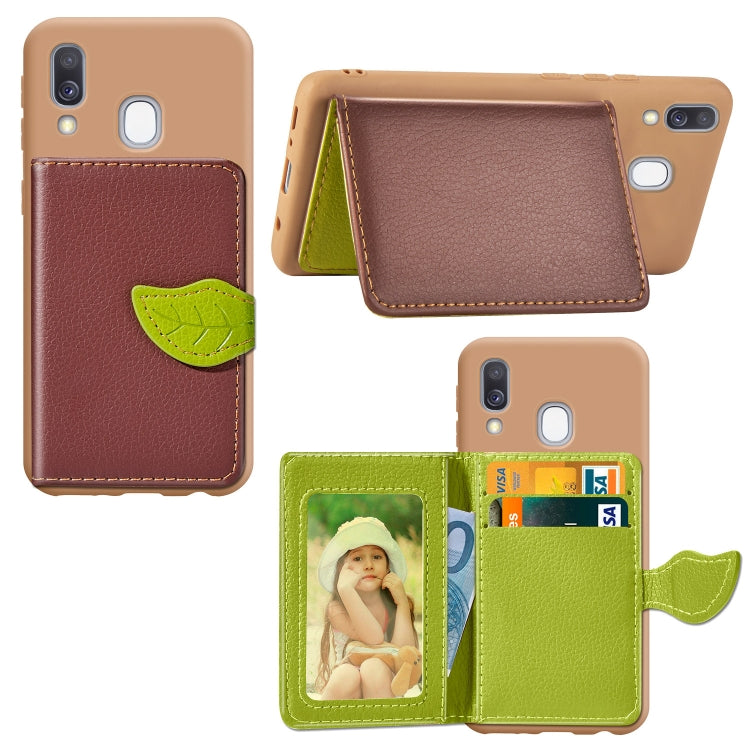 Litchi Pattern Card Bag Wallet Bracket + TPU Phone Case with Card Slot Wallet Bracket Function For Galaxy A40