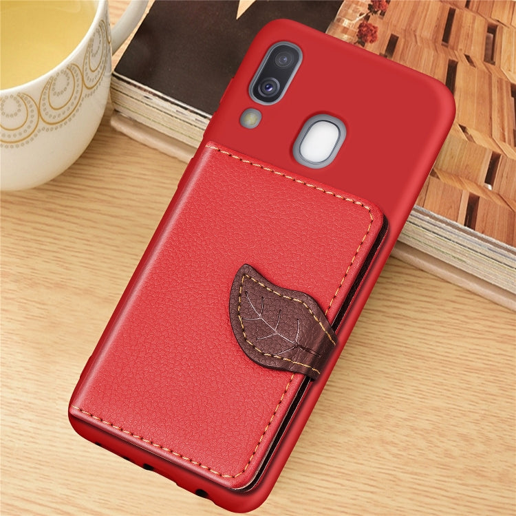 Litchi Pattern Card Bag Wallet Bracket + TPU Phone Case with Card Slot Wallet Bracket Function For Galaxy A40