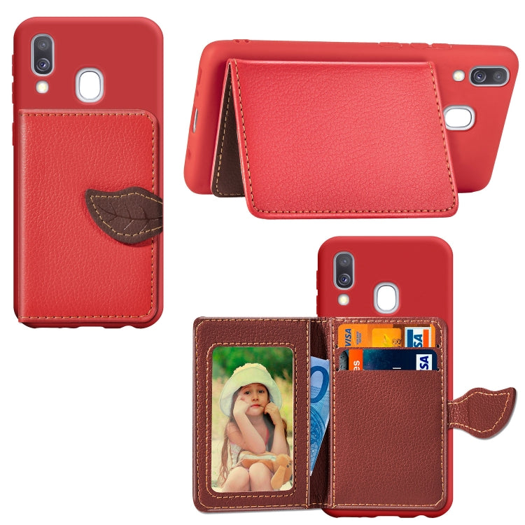 Litchi Pattern Card Bag Wallet Bracket + TPU Phone Case with Card Slot Wallet Bracket Function For Galaxy A40