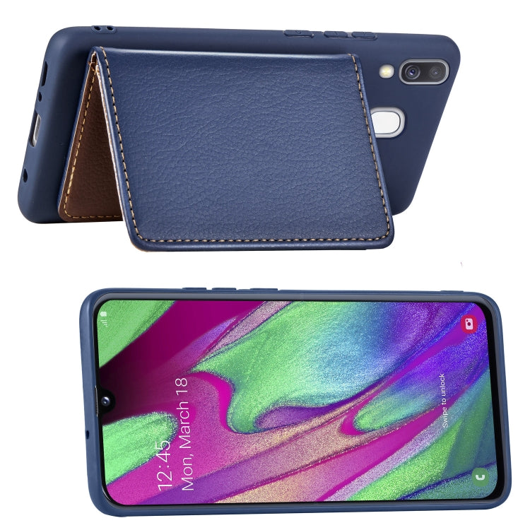 Litchi Pattern Card Bag Wallet Bracket + TPU Phone Case with Card Slot Wallet Bracket Function For Galaxy A40