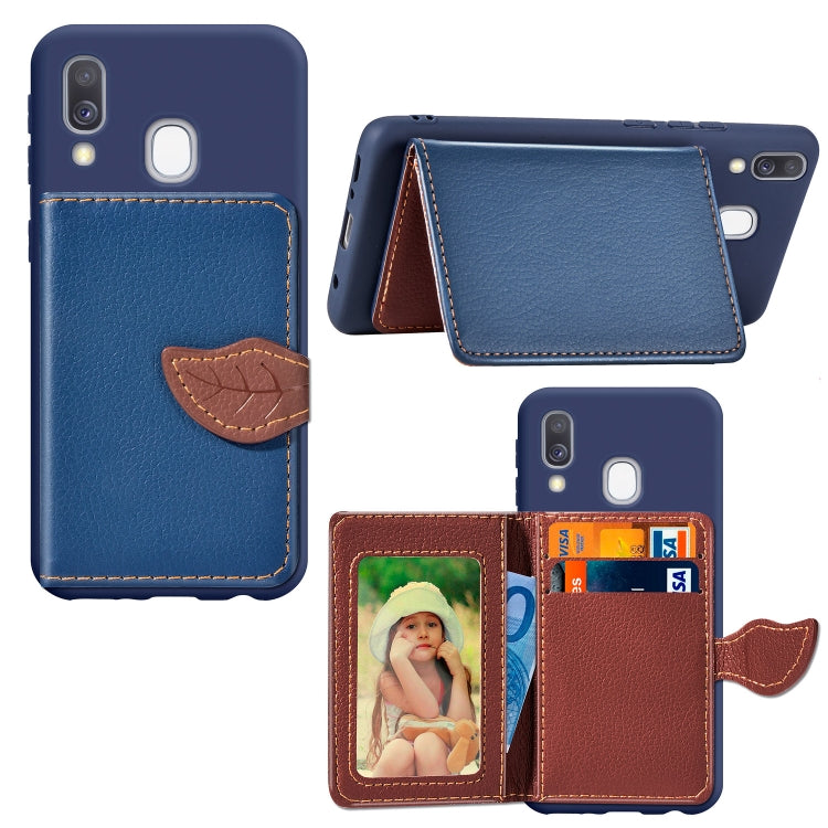 Litchi Pattern Card Bag Wallet Bracket + TPU Phone Case with Card Slot Wallet Bracket Function For Galaxy A40