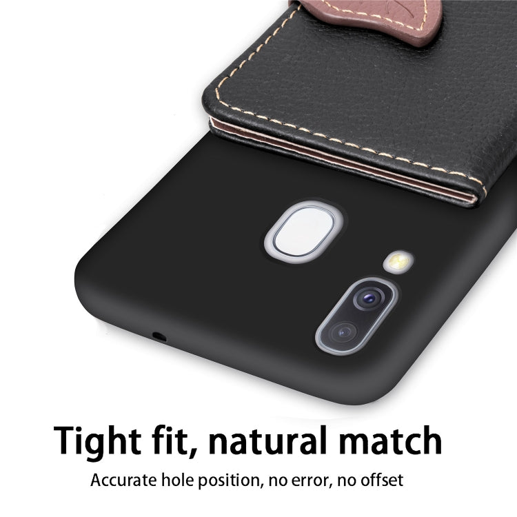 Litchi Pattern Card Bag Wallet Bracket + TPU Phone Case with Card Slot Wallet Bracket Function For Galaxy A40