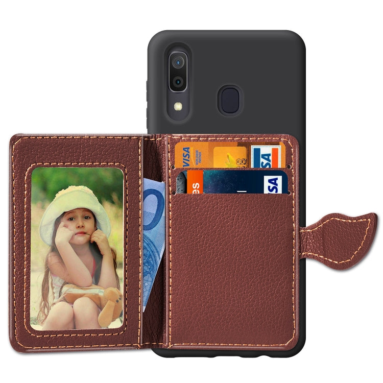 Litchi Pattern Card Bag Wallet Bracket + TPU Phone Case with Card Slot Wallet Bracket Function For Galaxy A30