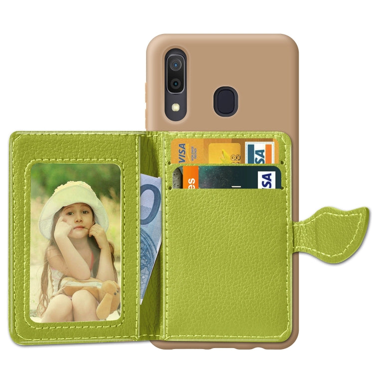 Litchi Pattern Card Bag Wallet Bracket + TPU Phone Case with Card Slot Wallet Bracket Function For Galaxy A30