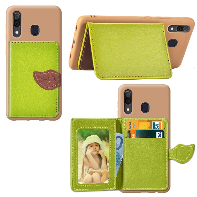 Litchi Pattern Card Bag Wallet Bracket + TPU Phone Case with Card Slot Wallet Bracket Function For Galaxy A30