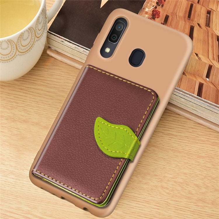 Litchi Pattern Card Bag Wallet Bracket + TPU Phone Case with Card Slot Wallet Bracket Function For Galaxy A30