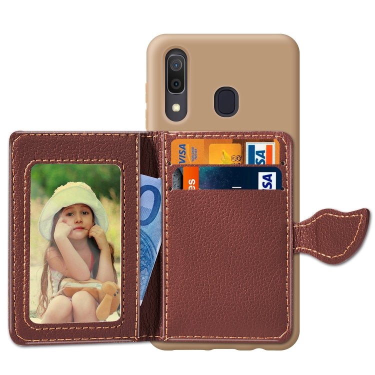 Litchi Pattern Card Bag Wallet Bracket + TPU Phone Case with Card Slot Wallet Bracket Function For Galaxy A30