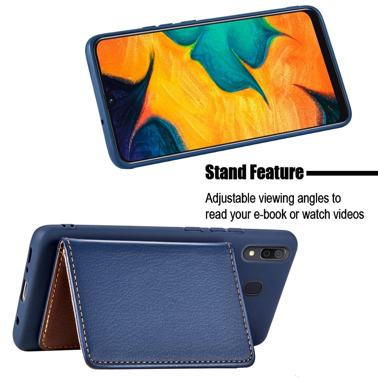 Litchi Pattern Card Bag Wallet Bracket + TPU Phone Case with Card Slot Wallet Bracket Function For Galaxy A30