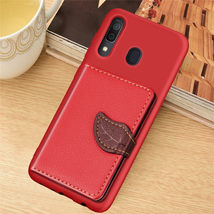 Litchi Pattern Card Bag Wallet Bracket + TPU Phone Case with Card Slot Wallet Bracket Function For Galaxy A30