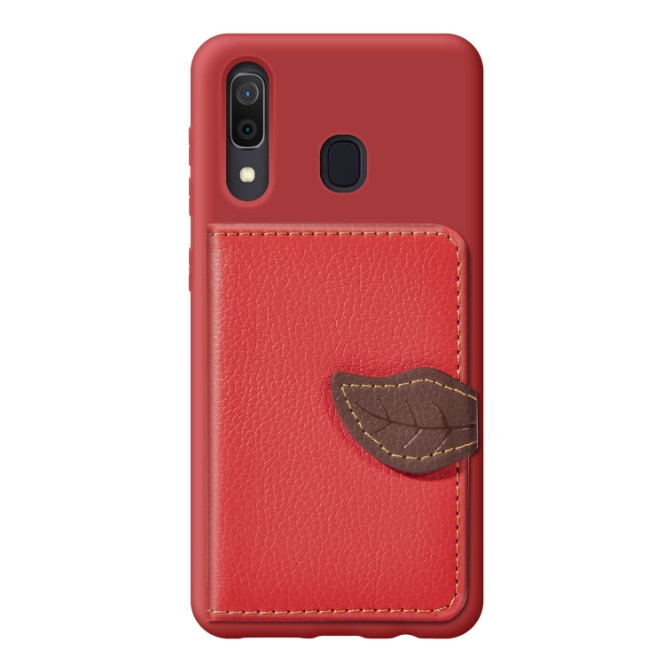 Litchi Pattern Card Bag Wallet Bracket + TPU Phone Case with Card Slot Wallet Bracket Function For Galaxy A30