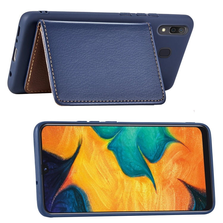 Litchi Pattern Card Bag Wallet Bracket + TPU Phone Case with Card Slot Wallet Bracket Function For Galaxy A30