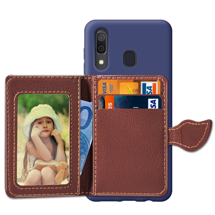 Litchi Pattern Card Bag Wallet Bracket + TPU Phone Case with Card Slot Wallet Bracket Function For Galaxy A30