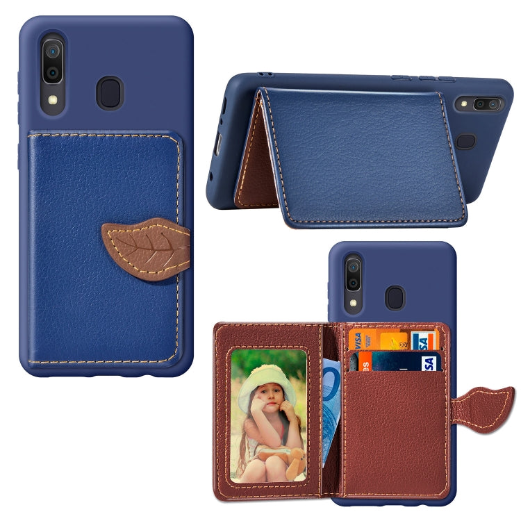 Litchi Pattern Card Bag Wallet Bracket + TPU Phone Case with Card Slot Wallet Bracket Function For Galaxy A30