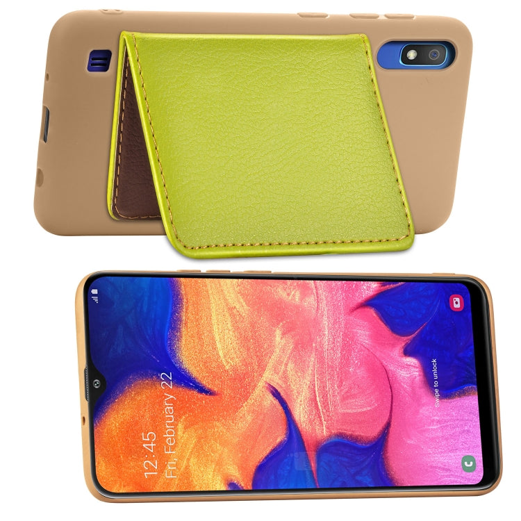 Litchi Pattern Card Bag Wallet Bracket + TPU Phone Case with Card Slot Wallet Bracket Function For Galaxy A10