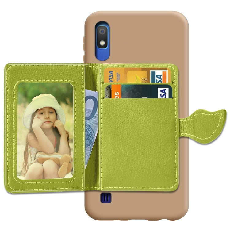 Litchi Pattern Card Bag Wallet Bracket + TPU Phone Case with Card Slot Wallet Bracket Function For Galaxy A10