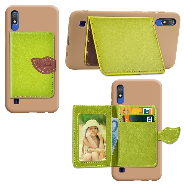 Litchi Pattern Card Bag Wallet Bracket + TPU Phone Case with Card Slot Wallet Bracket Function For Galaxy A10