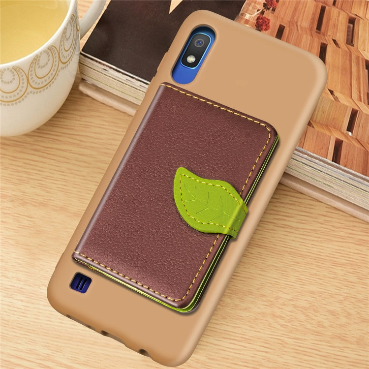 Litchi Pattern Card Bag Wallet Bracket + TPU Phone Case with Card Slot Wallet Bracket Function For Galaxy A10