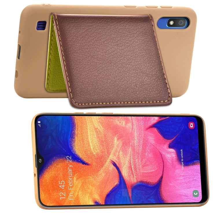 Litchi Pattern Card Bag Wallet Bracket + TPU Phone Case with Card Slot Wallet Bracket Function For Galaxy A10