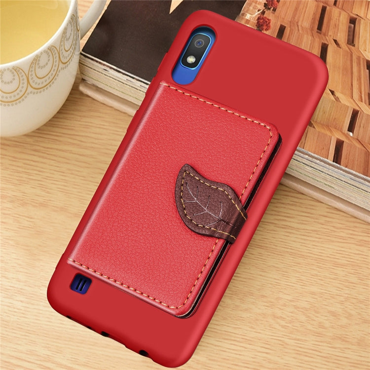 Litchi Pattern Card Bag Wallet Bracket + TPU Phone Case with Card Slot Wallet Bracket Function For Galaxy A10