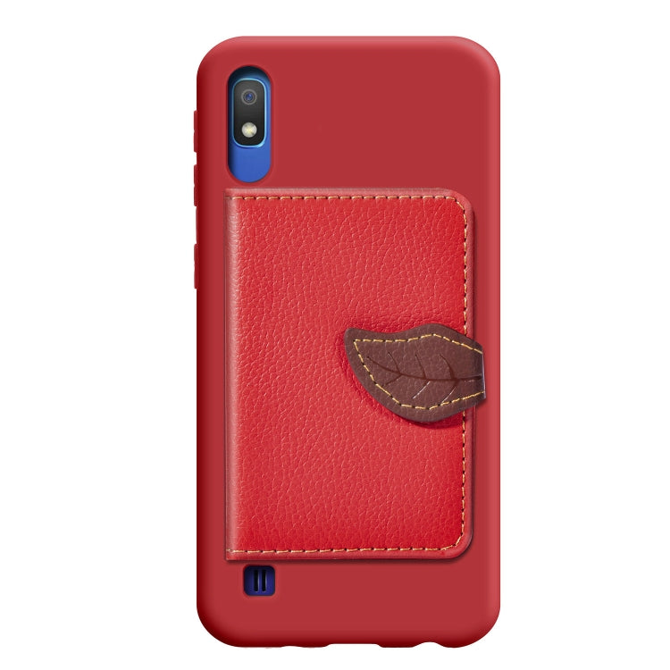 Litchi Pattern Card Bag Wallet Bracket + TPU Phone Case with Card Slot Wallet Bracket Function For Galaxy A10