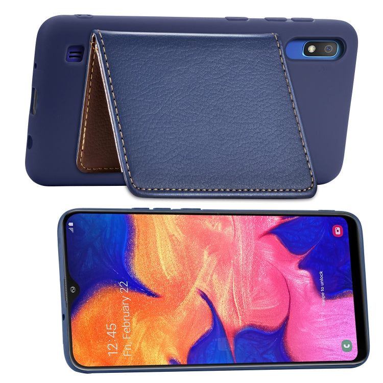 Litchi Pattern Card Bag Wallet Bracket + TPU Phone Case with Card Slot Wallet Bracket Function For Galaxy A10