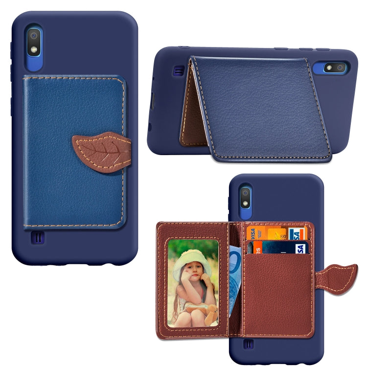 Litchi Pattern Card Bag Wallet Bracket + TPU Phone Case with Card Slot Wallet Bracket Function For Galaxy A10