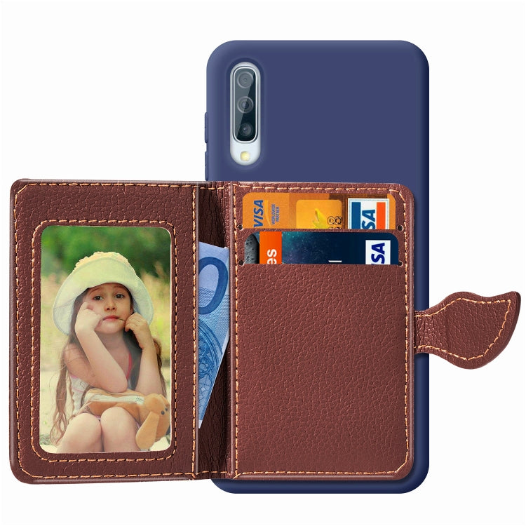 Litchi Pattern Card Bag Wallet Bracket + TPU Phone Case with Card Slot Wallet Bracket Function For Galaxy A50