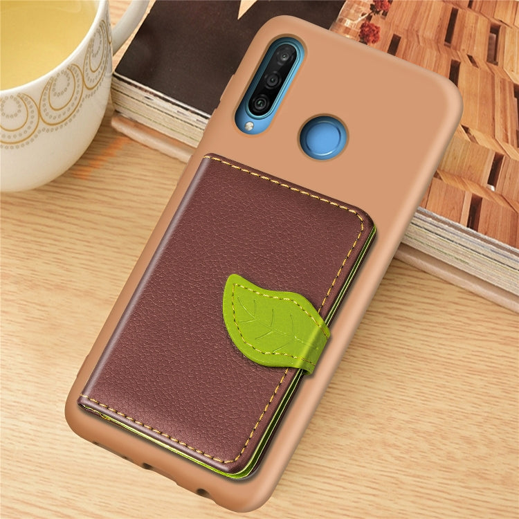 Leaf Buckle Litchi Texture Card Holder PU + TPU Case with Card Slot & Holder & Wallet & Photo Frame for Huawei Nove 4E / P30 Lite