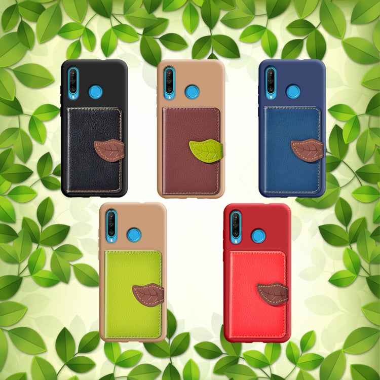 Leaf Buckle Litchi Texture Card Holder PU + TPU Case with Card Slot & Holder & Wallet & Photo Frame for Huawei Nove 4E / P30 Lite