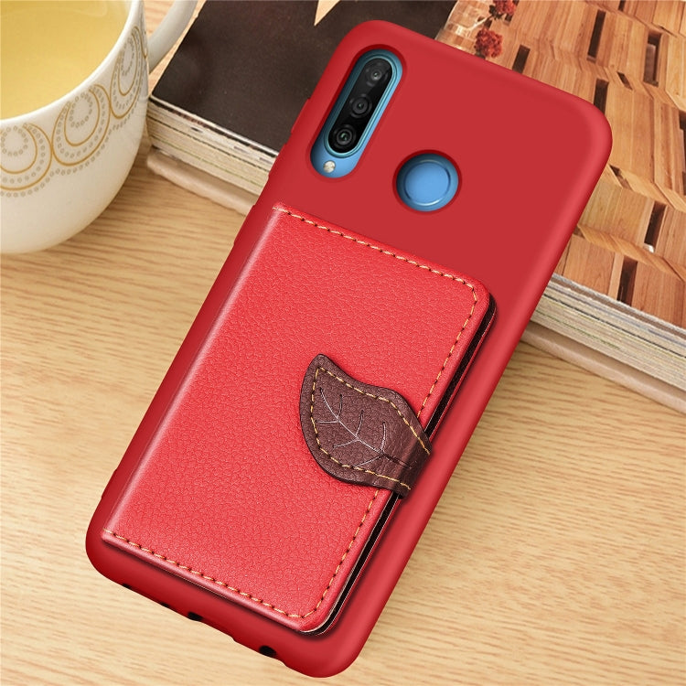 Leaf Buckle Litchi Texture Card Holder PU + TPU Case with Card Slot & Holder & Wallet & Photo Frame for Huawei Nove 4E / P30 Lite
