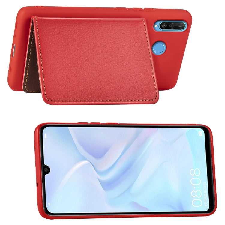 Leaf Buckle Litchi Texture Card Holder PU + TPU Case with Card Slot & Holder & Wallet & Photo Frame for Huawei Nove 4E / P30 Lite