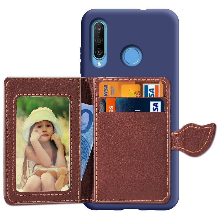 Leaf Buckle Litchi Texture Card Holder PU + TPU Case with Card Slot & Holder & Wallet & Photo Frame for Huawei Nove 4E / P30 Lite