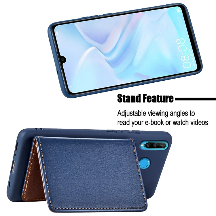 Leaf Buckle Litchi Texture Card Holder PU + TPU Case with Card Slot & Holder & Wallet & Photo Frame for Huawei Nove 4E / P30 Lite