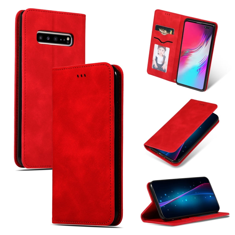 Retro Skin Feel Business Magnetic Horizontal Flip Leather Case for Galaxy S10 5G