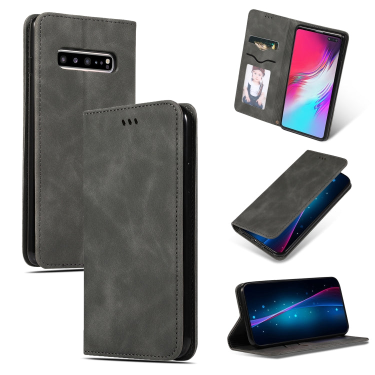 Retro Skin Feel Business Magnetic Horizontal Flip Leather Case for Galaxy S10 5G