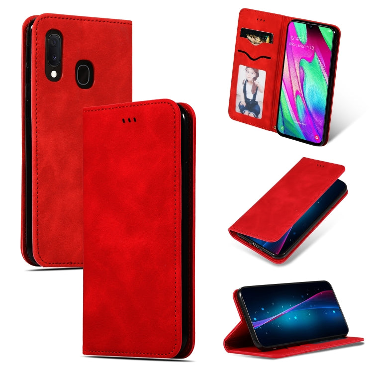 Retro Skin Feel Business Magnetic Horizontal Flip Leather Case for Galaxy A20E & A10E & A202F