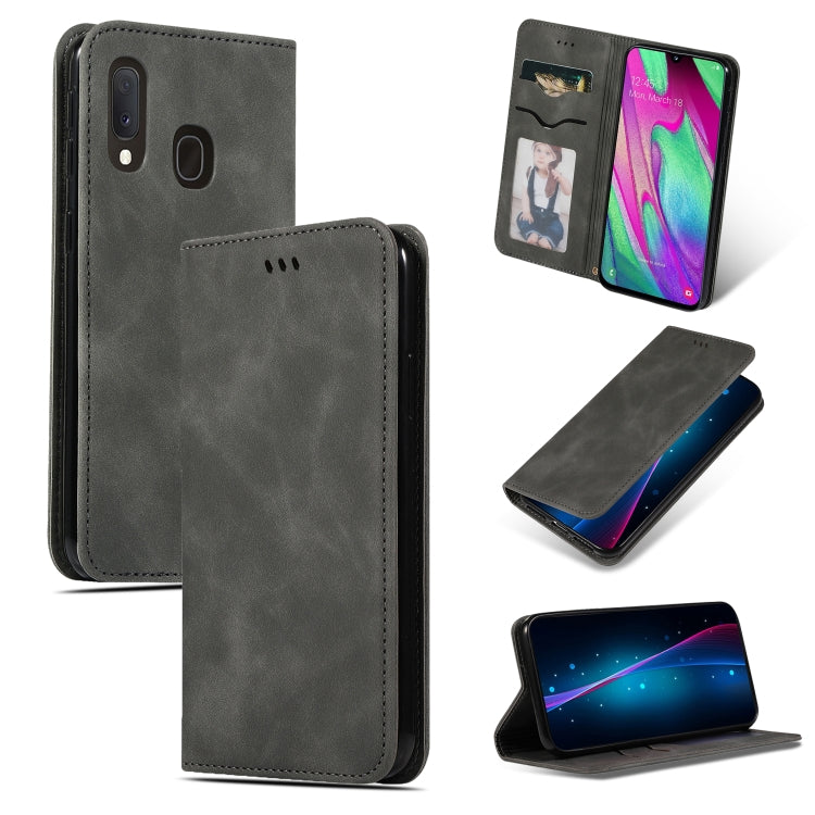 Retro Skin Feel Business Magnetic Horizontal Flip Leather Case for Galaxy A20E & A10E & A202F