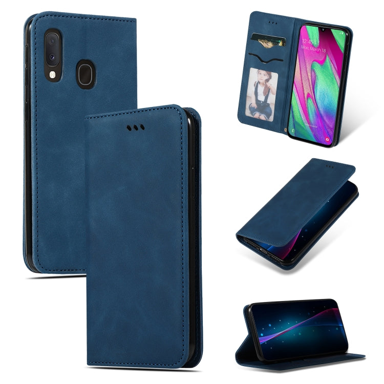 Retro Skin Feel Business Magnetic Horizontal Flip Leather Case for Galaxy A20E & A10E & A202F