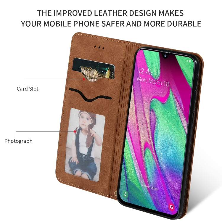 Retro Skin Feel Business Magnetic Horizontal Flip Leather Case for Galaxy A20E & A10E & A202F