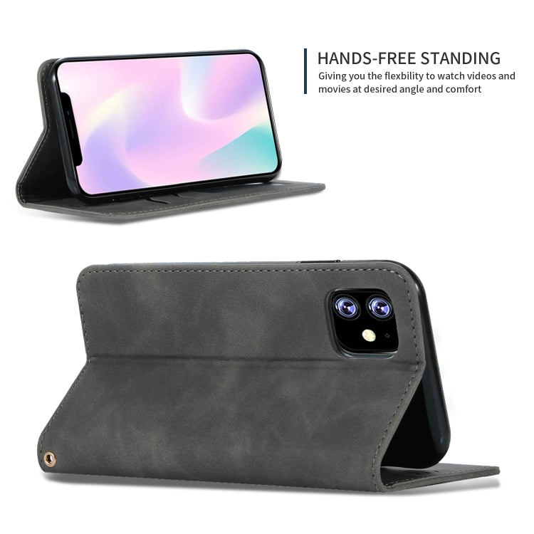 For iPhone 11 Retro Skin Feel Business Magnetic Horizontal Flip Leather Case