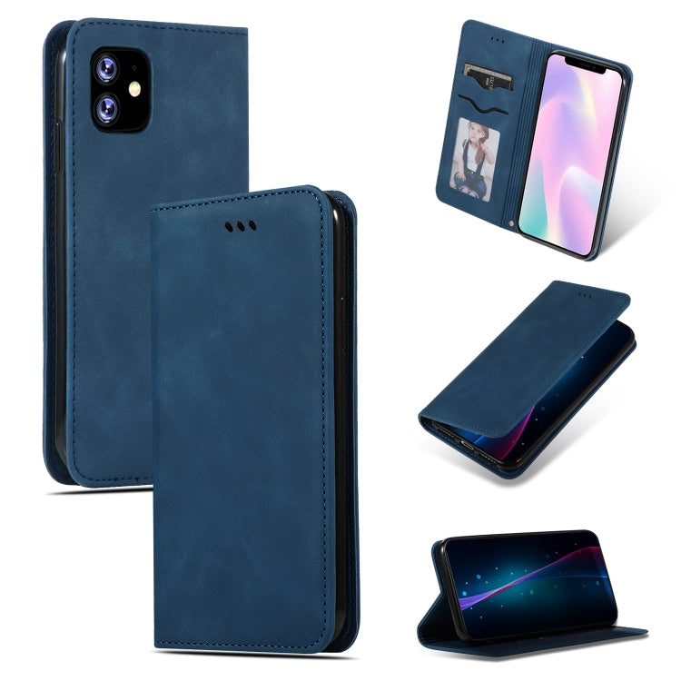 For iPhone 11 Retro Skin Feel Business Magnetic Horizontal Flip Leather Case