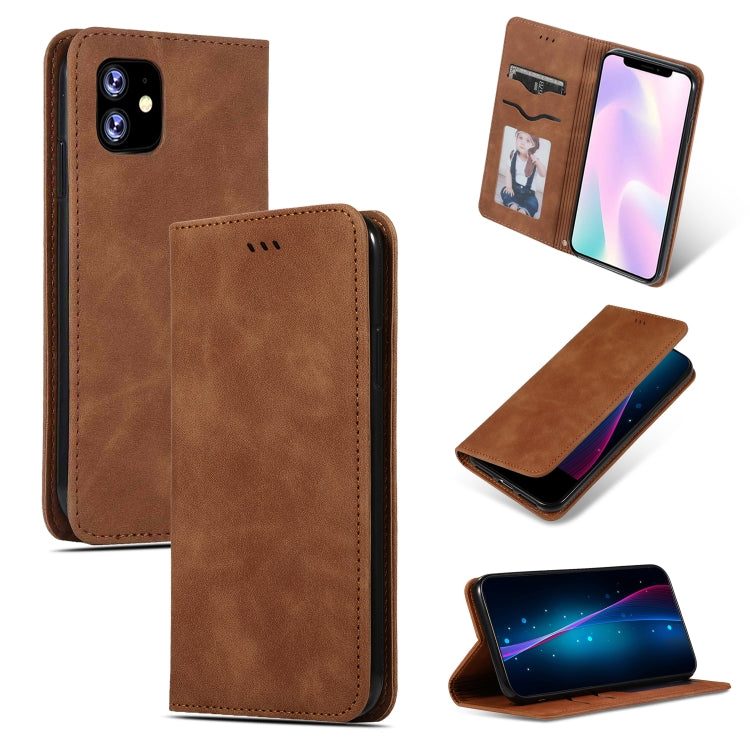 For iPhone 11 Retro Skin Feel Business Magnetic Horizontal Flip Leather Case