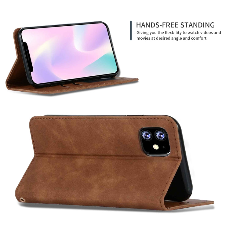 For iPhone 11 Retro Skin Feel Business Magnetic Horizontal Flip Leather Case