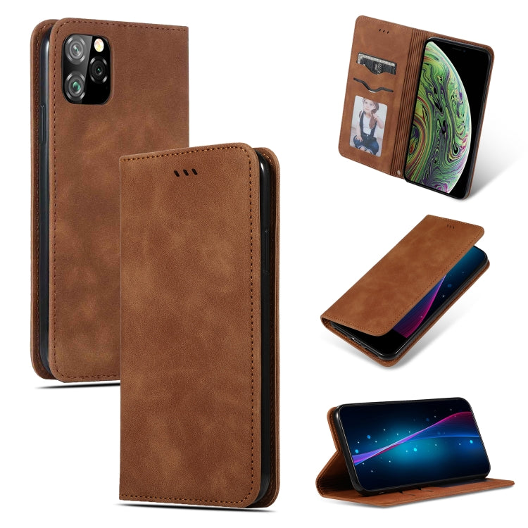For iPhone 11 Pro Max Retro Skin Feel Business Magnetic Horizontal Flip Leather Case