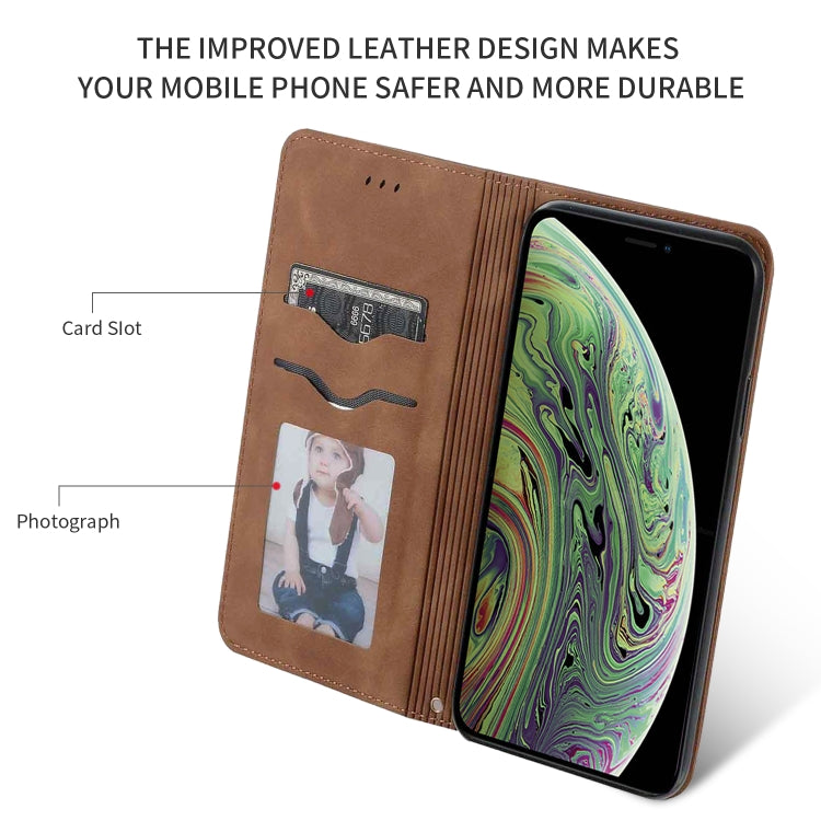 For iPhone 11 Pro Max Retro Skin Feel Business Magnetic Horizontal Flip Leather Case