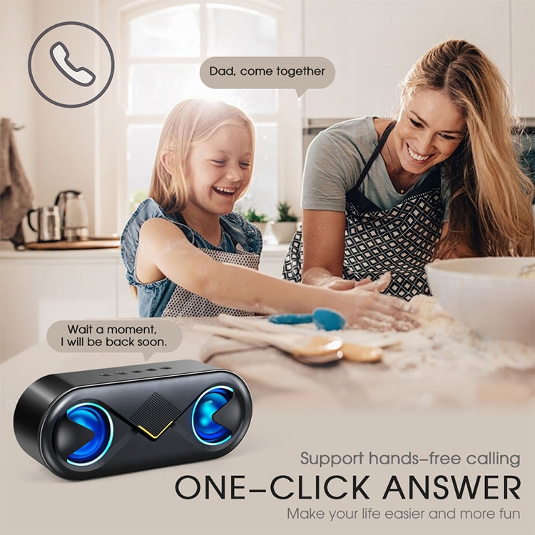 S6 10W Portable Bluetooth 5.0 Wireless Stereo Bass Hifi Speaker, Support TF Card AUX USB Handsfree with Flash LED