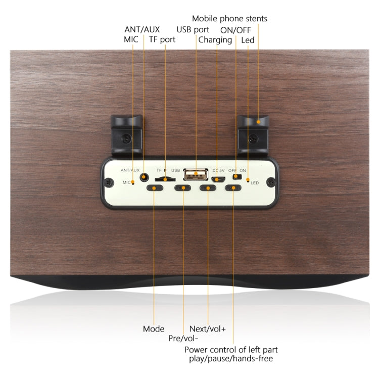 X6 Portable Wooden Wireless Speaker Subwoofer Stereo Radio FM Desktop Bluetooth Speakers