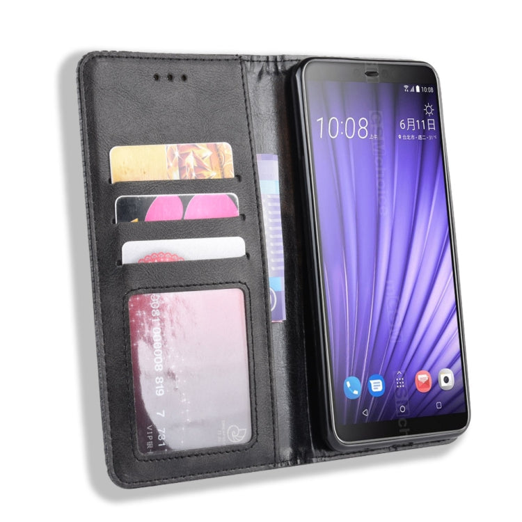 Magnetic Buckle Retro Crazy Horse Texture Horizontal Flip Leather Case for HTC U19E , with Holder & Card Slots & Photo Frame